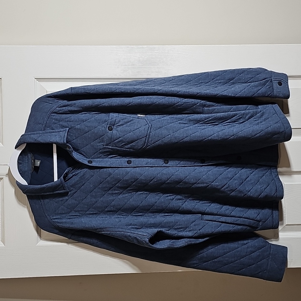 Eddie Bauer Shirt Jacket Quilted Shacket Chore Jacket Outdoor Blue Size L - Picture 2 of 9